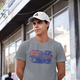 Australia Day TEE (MEN’S) – Australia Flag Grey